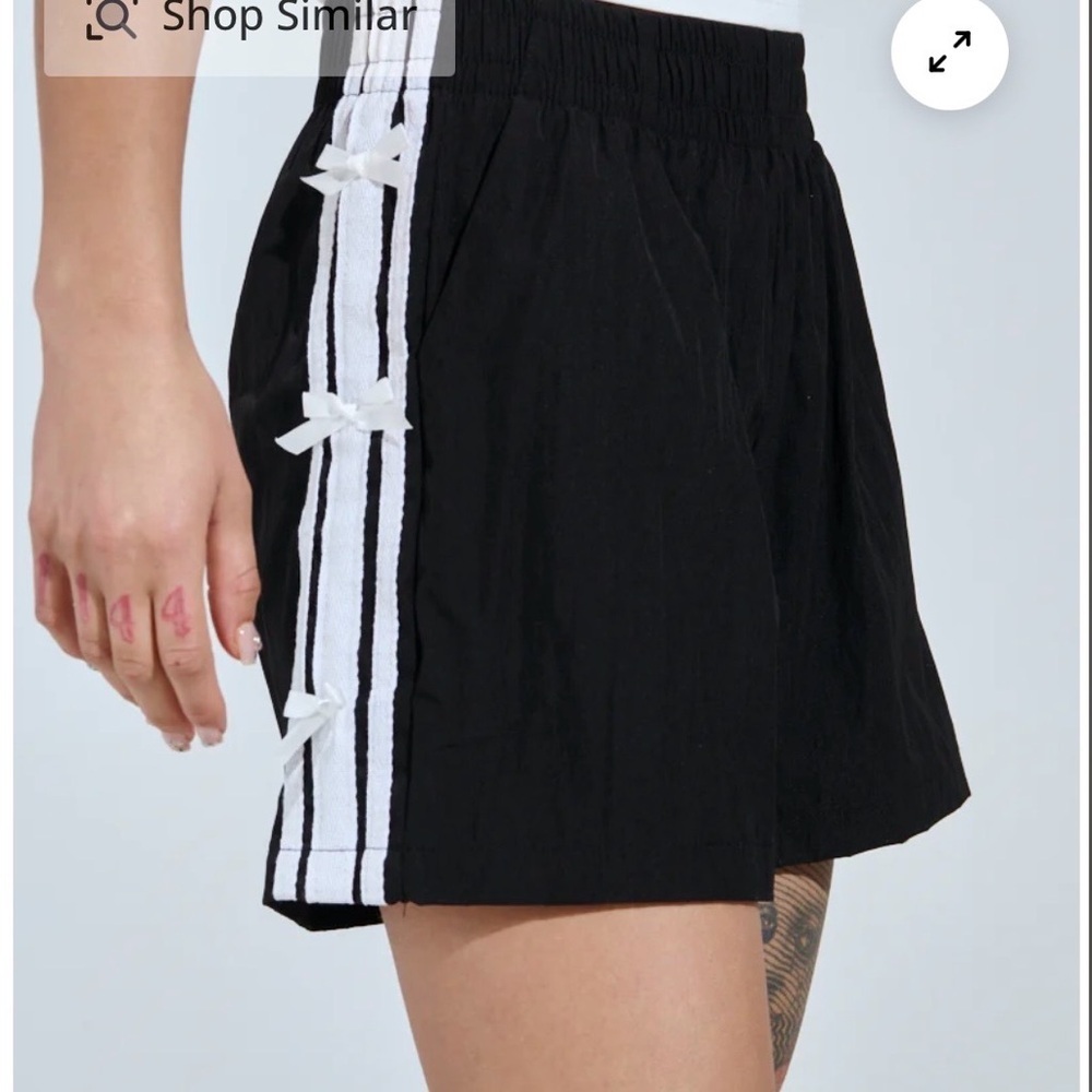 AKIRA Black Athletic Shorts with White Stripe Accents